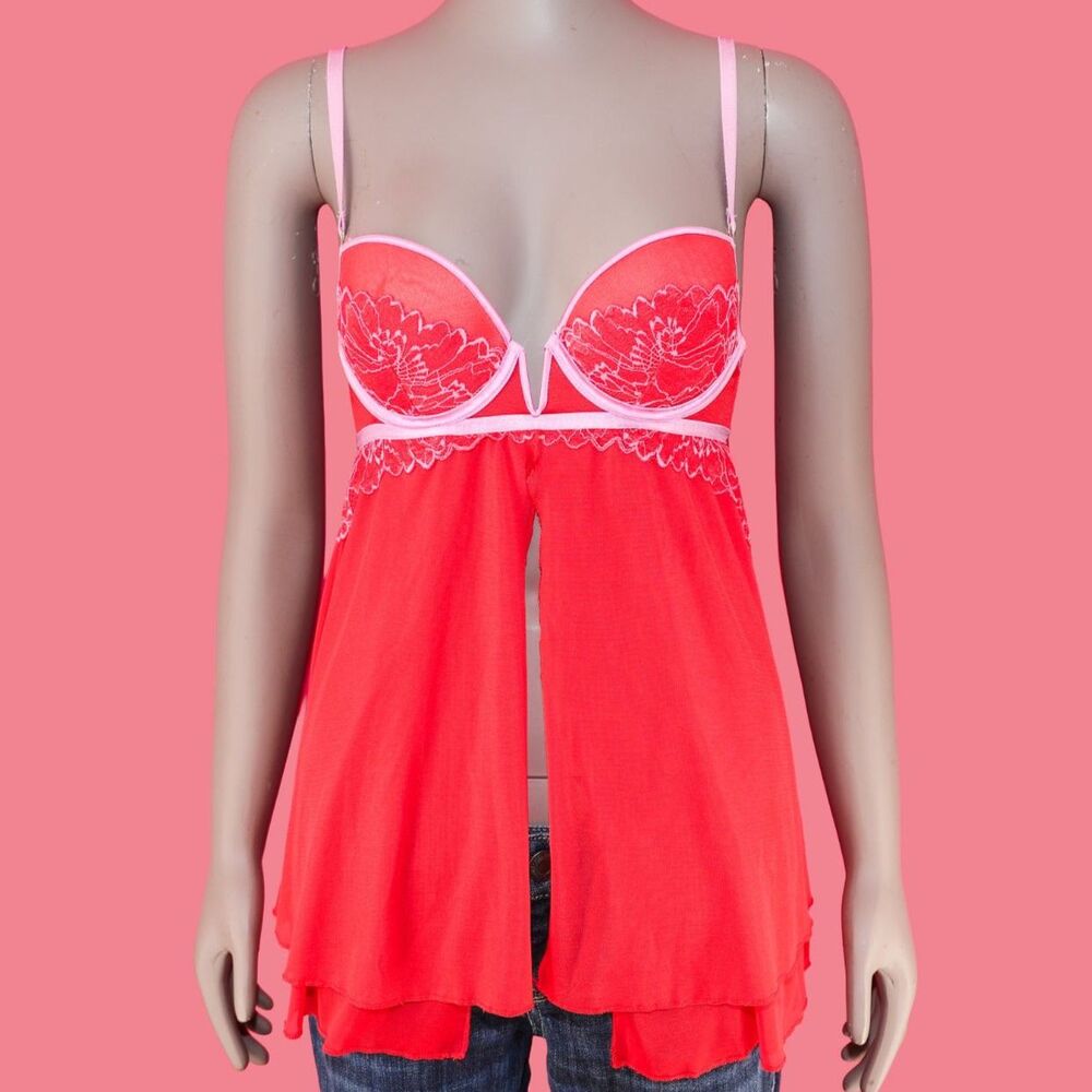 Baby Doll Top‎ Teddy Lingerie Tank Top Size XS Floral Lace Top